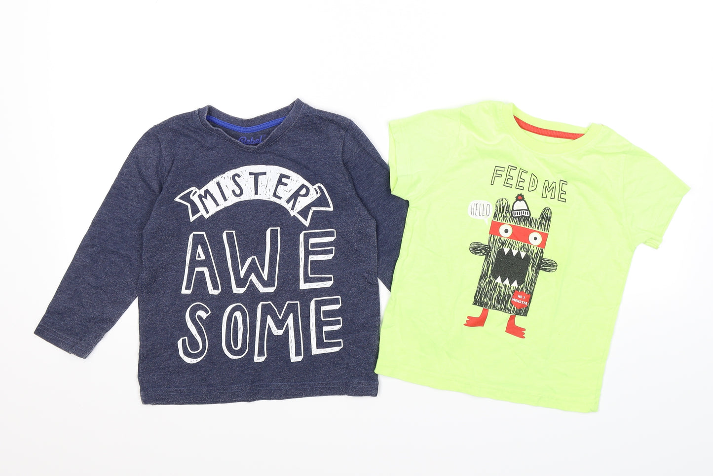 Rebel Boys Multicoloured  Jersey Basic T-Shirt Size 2-3 Years  - x 2