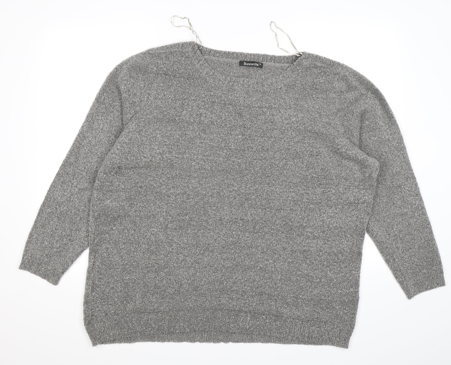 Bonmarché Womens Grey Striped Knit Pullover Jumper Size XL