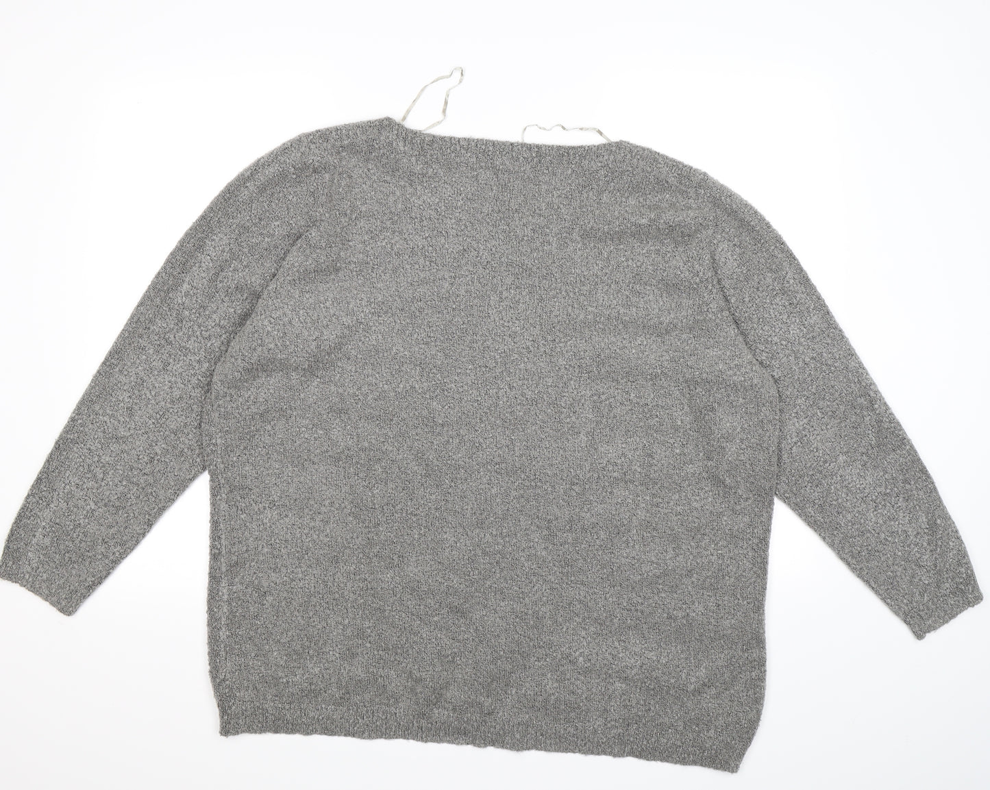 Bonmarché Womens Grey Striped Knit Pullover Jumper Size XL