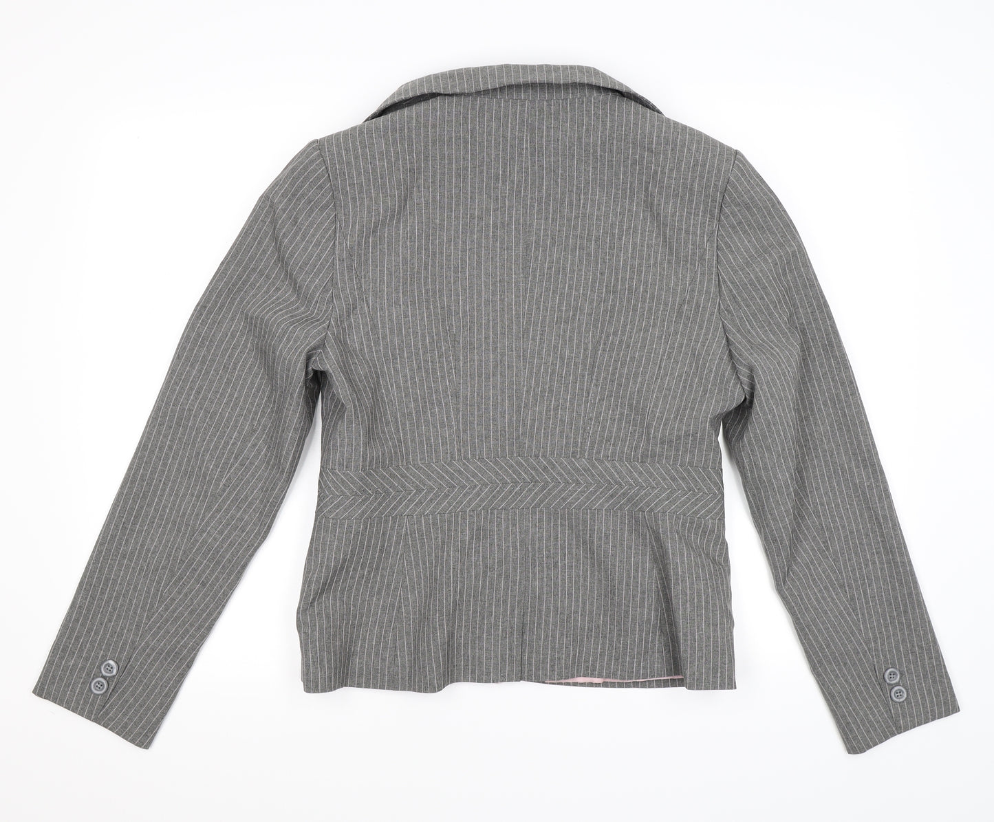Atmosphere Womens Grey Striped  Jacket Blazer Size 16 L23 in