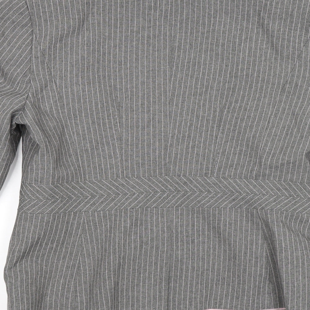 Atmosphere Womens Grey Striped  Jacket Blazer Size 16 L23 in