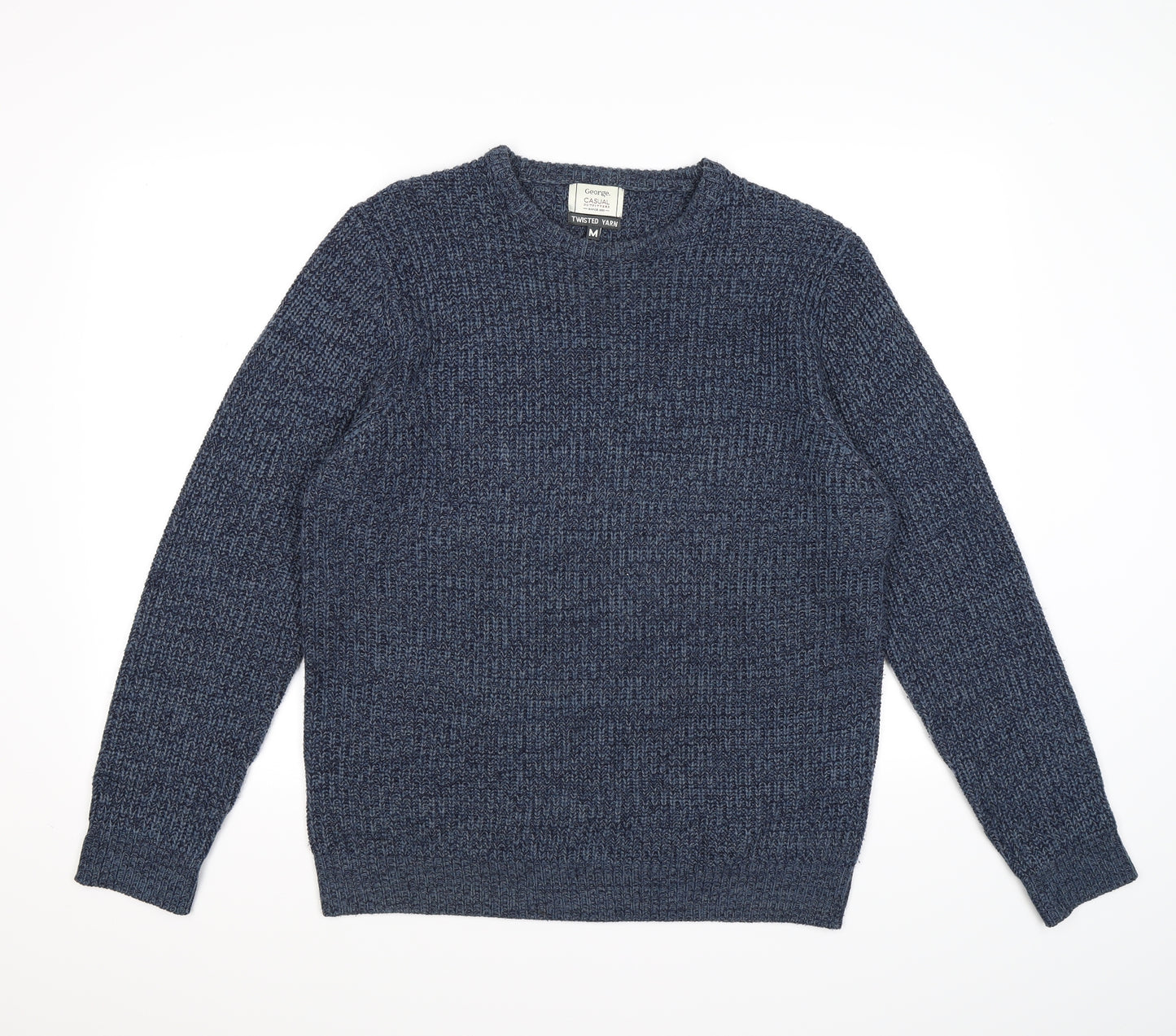 George Mens Blue  Knit Pullover Jumper Size M  - tiwsted yarn