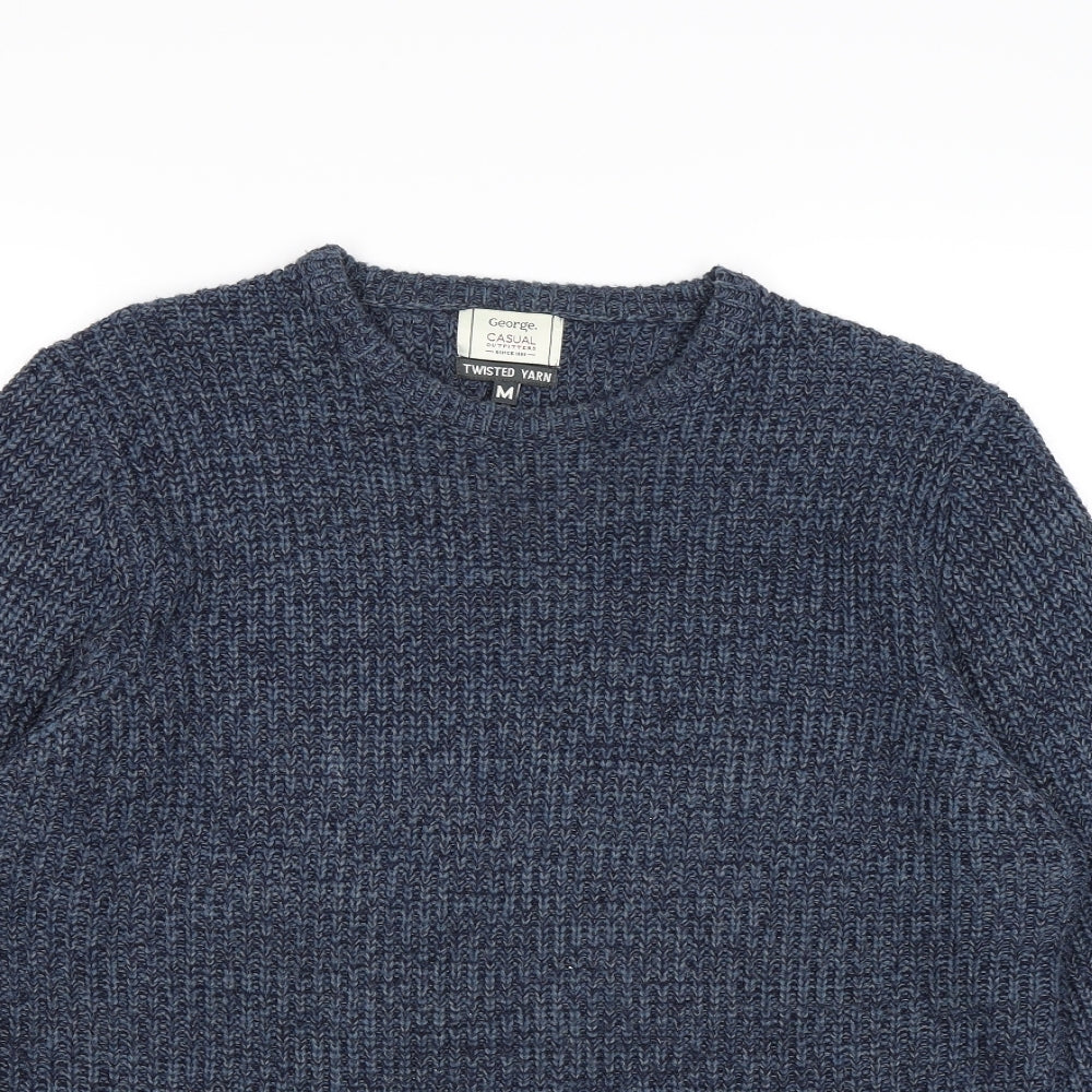 George Mens Blue  Knit Pullover Jumper Size M  - tiwsted yarn