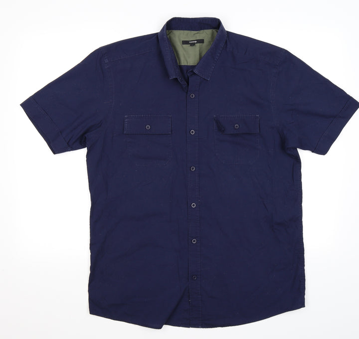 gero Mens Blue Button-Up Size L