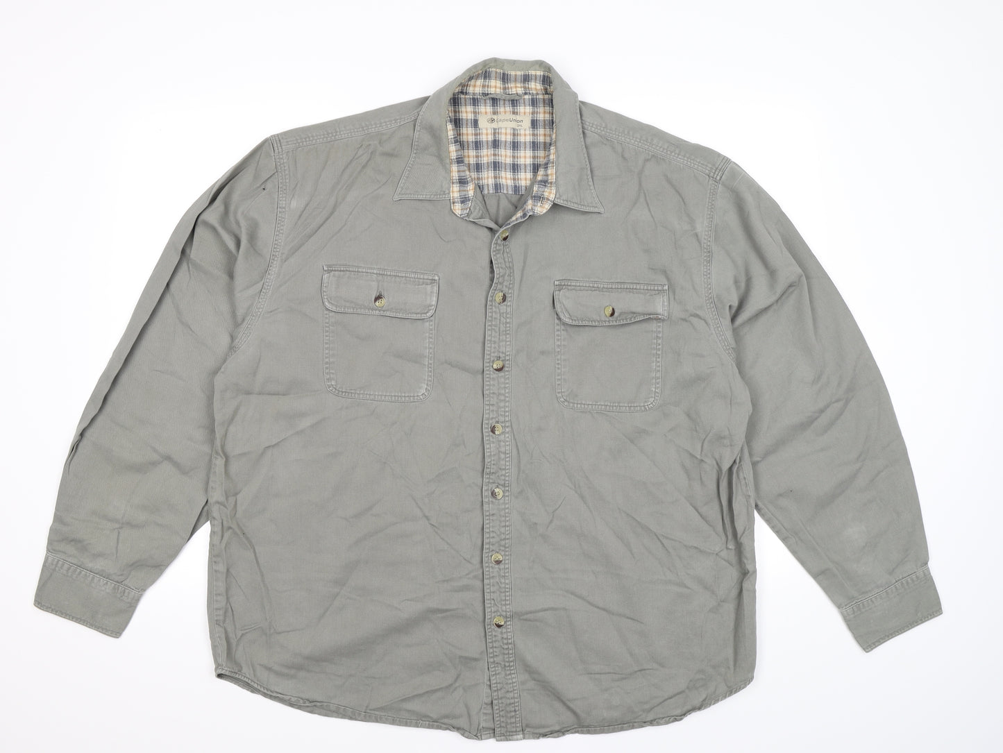 cape union Mens Green  Denim  Button-Up Size 2XL
