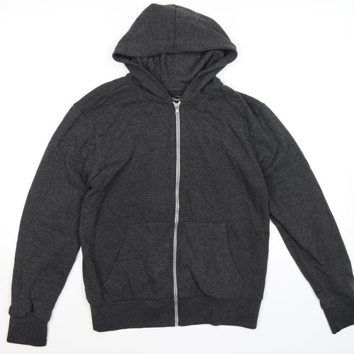 all basics Mens Grey  Jersey Full Zip Hoodie Size S