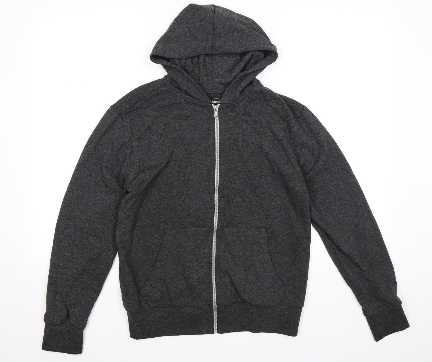 all basics Mens Grey  Jersey Full Zip Hoodie Size S
