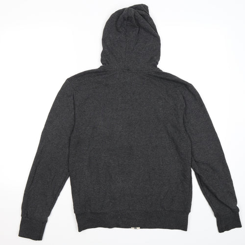 all basics Mens Grey  Jersey Full Zip Hoodie Size S