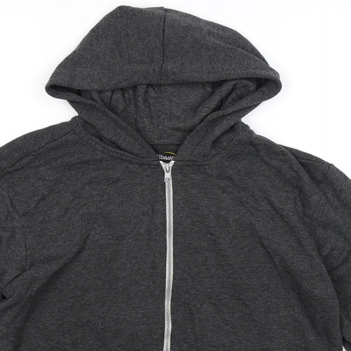 all basics Mens Grey  Jersey Full Zip Hoodie Size S