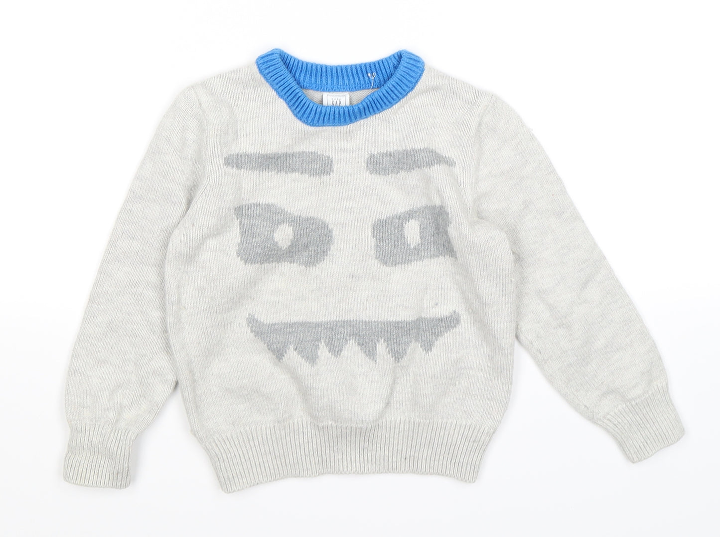 Gap Boys Grey  Knit Pullover Jumper Size 3 Years  - halloween monster