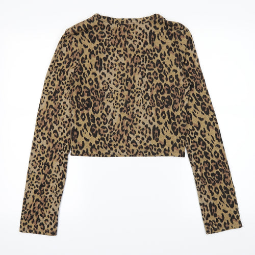 Zara Womens Brown Animal Print  Cropped T-Shirt Size S