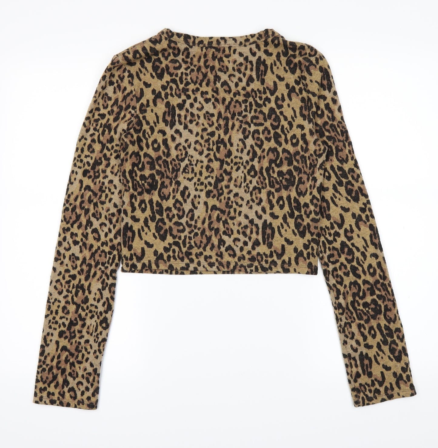 Zara Womens Brown Animal Print  Cropped T-Shirt Size S