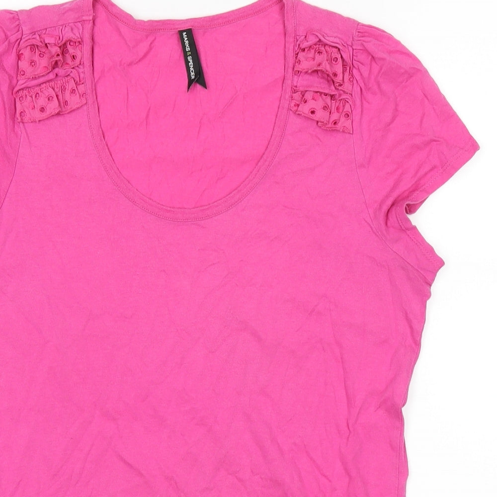 Marks and Spencer Womens Pink   Basic T-Shirt Size 14