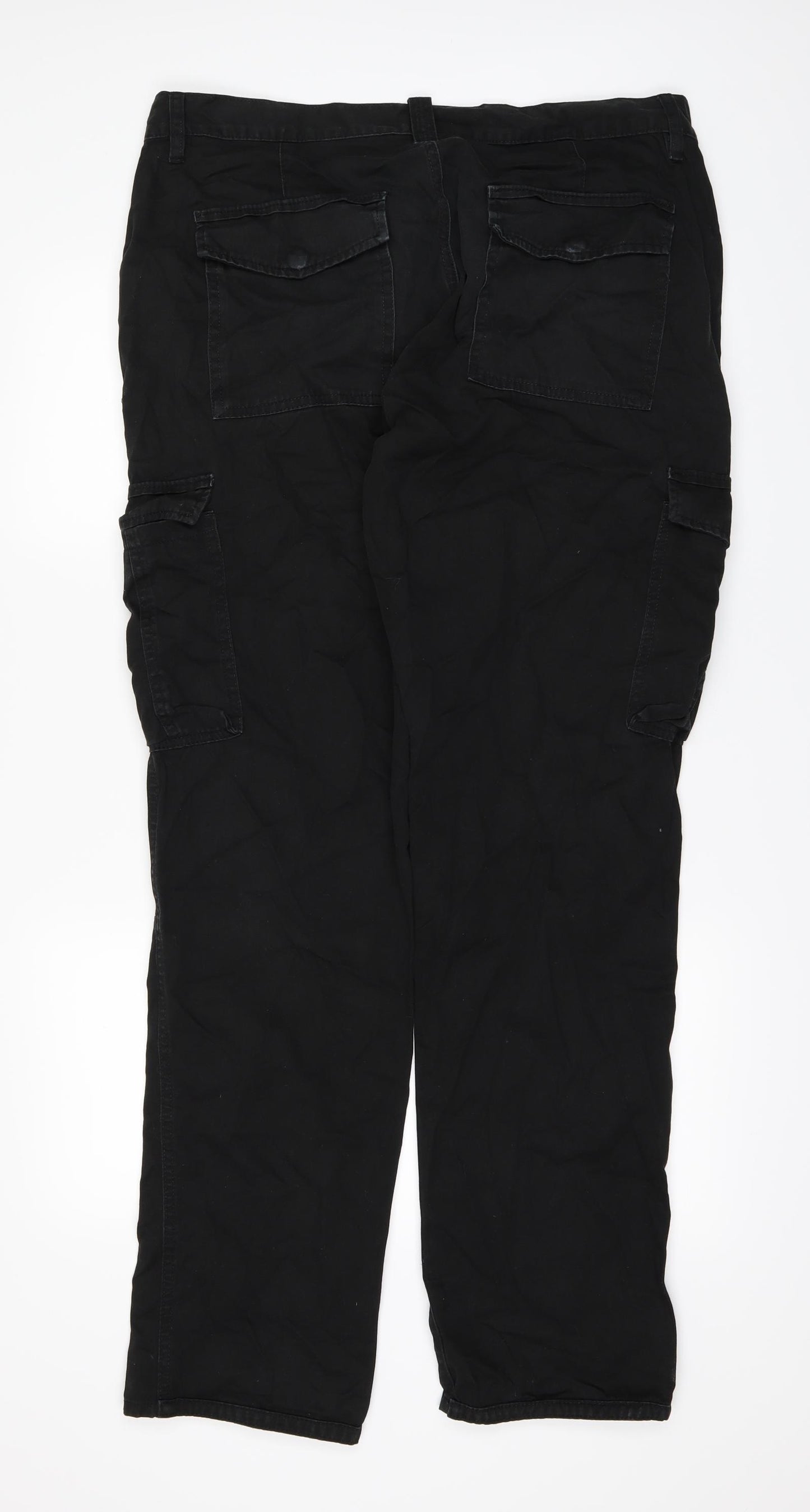 dENIM cO Mens Black   Cargo Trousers Size 36 L32 in