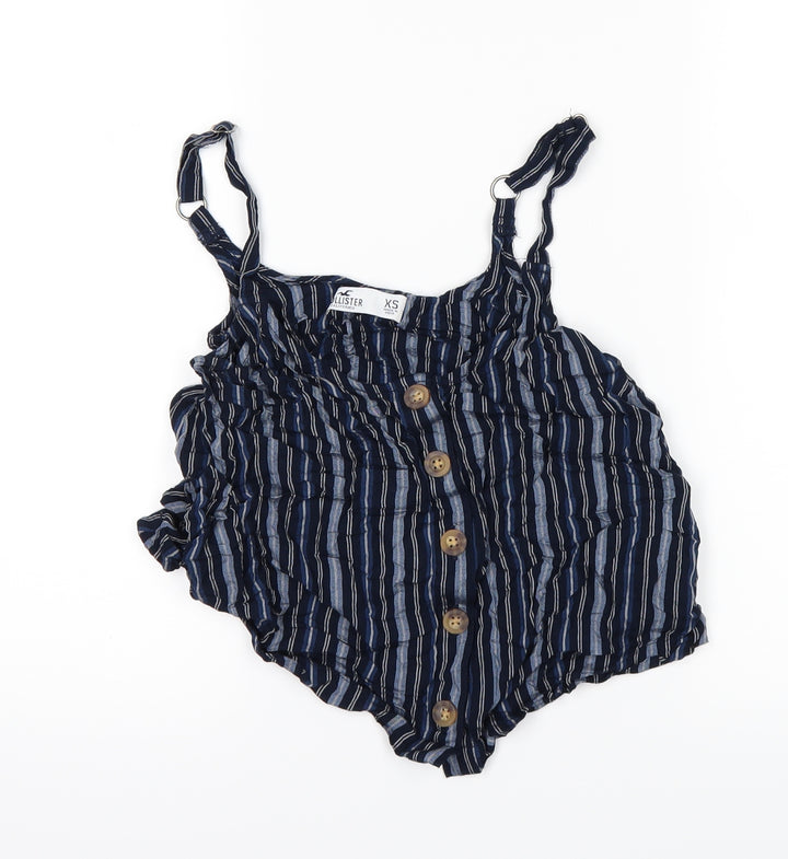Hollister Womens Blue Striped Basic T-Shirt Size XS