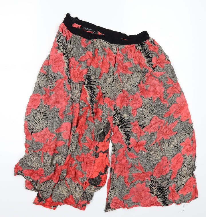 Topshop Womens Pink Floral Paperbag Shorts Size 10