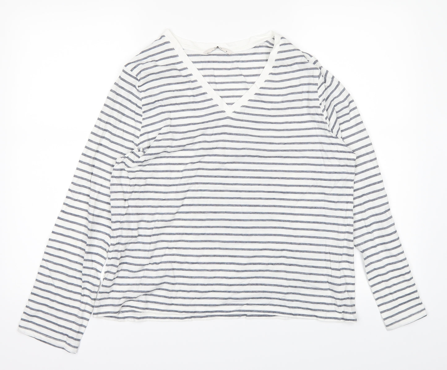 TU Womens White Striped  Basic T-Shirt Size 16