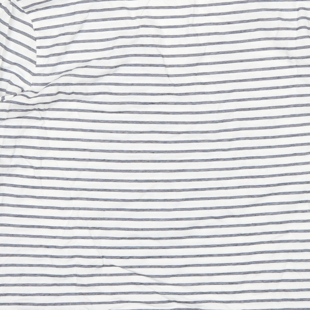 TU Womens White Striped  Basic T-Shirt Size 16