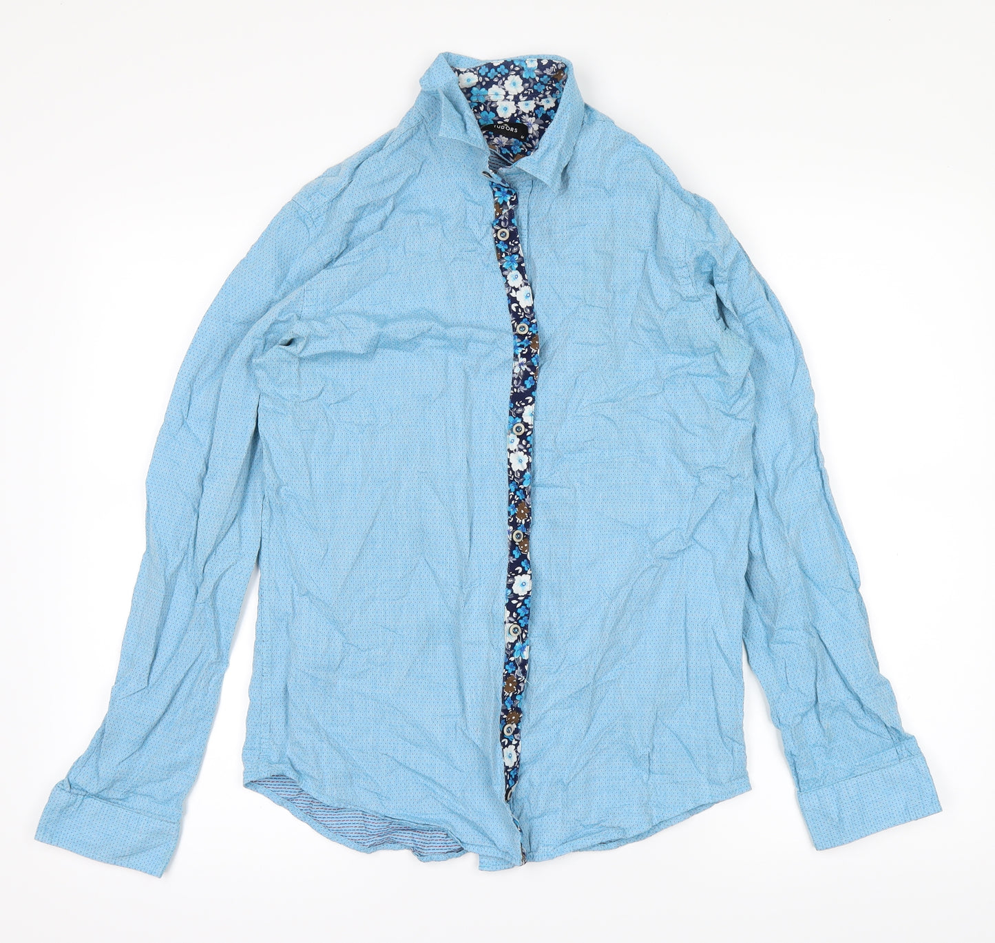 tudors Mens Blue    Dress Shirt Size M