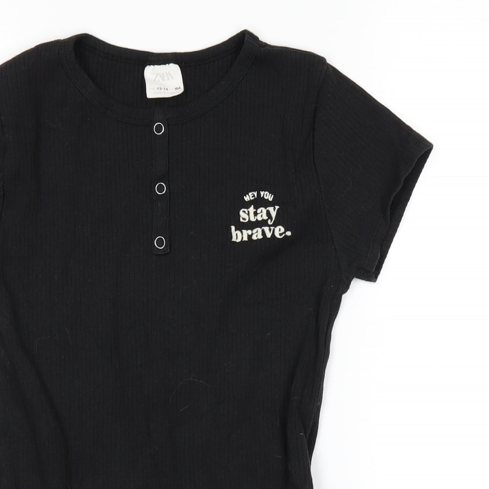 Zara Girls Black   Basic T-Shirt Size 13-14 Years