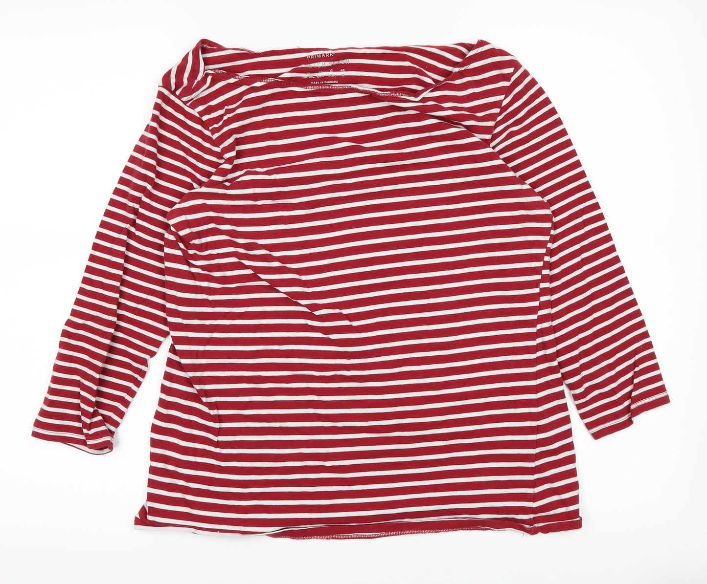 Primark Womens Red Striped  Basic T-Shirt Size 16