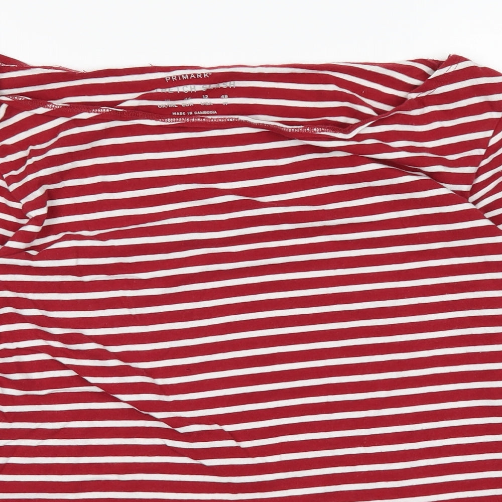 Primark Womens Red Striped  Basic T-Shirt Size 16