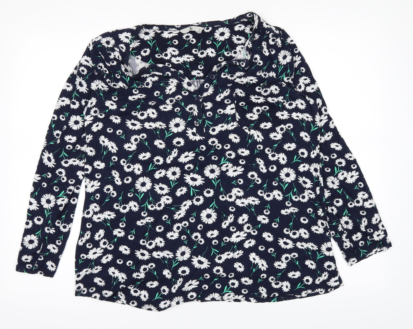 TU Womens Blue Floral  Basic T-Shirt Size 18