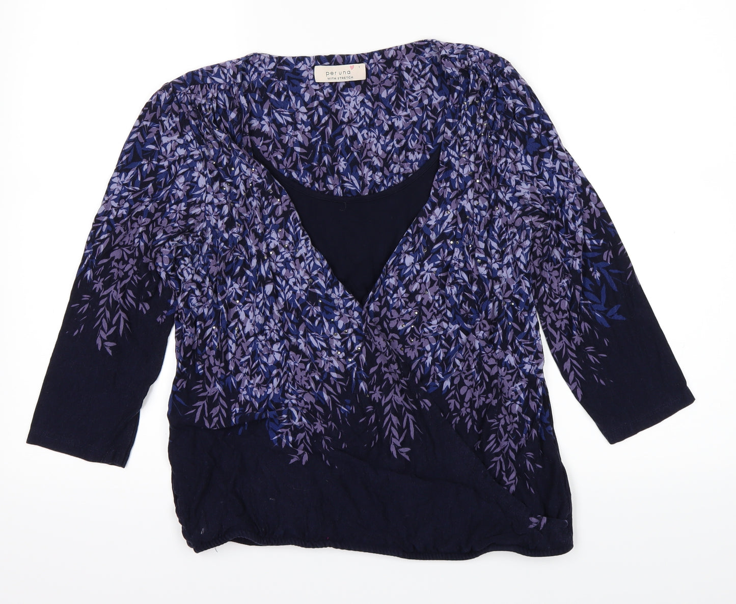 Marks and Spencer Womens Purple Floral  Basic T-Shirt Size 12