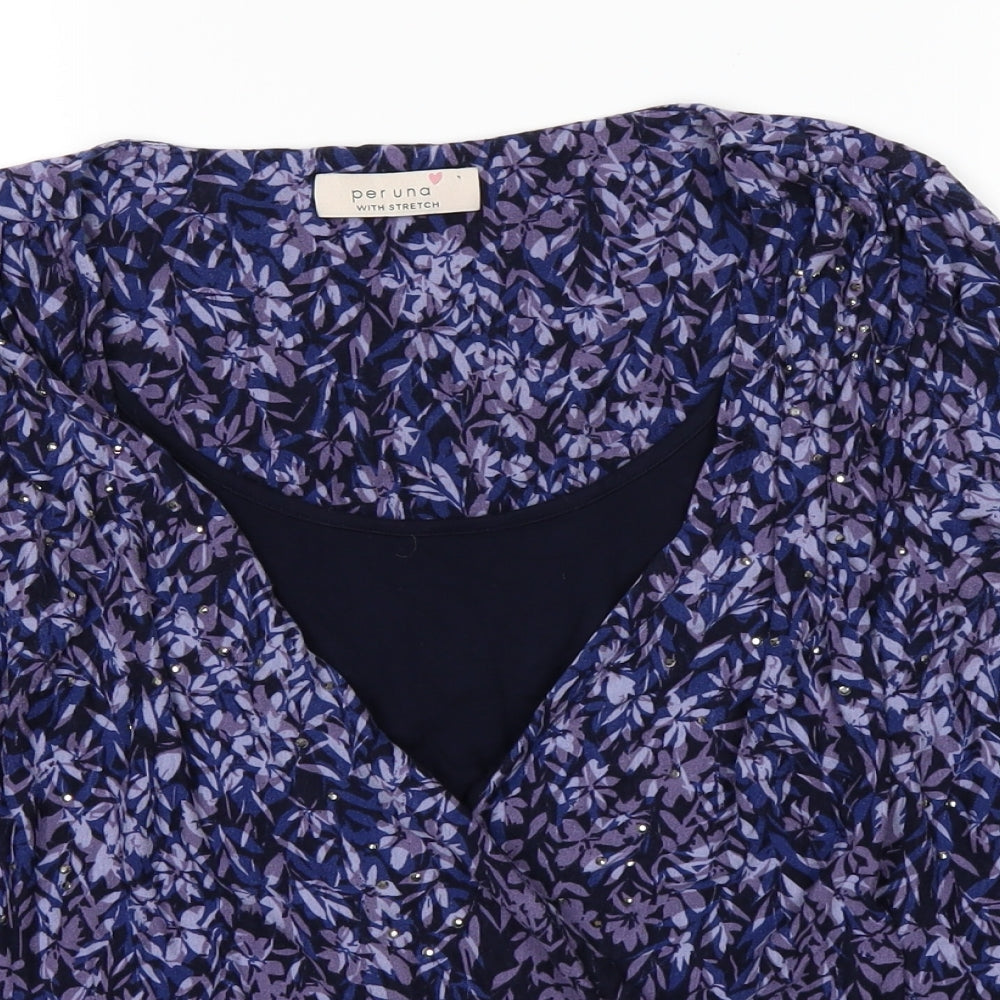 Marks and Spencer Womens Purple Floral  Basic T-Shirt Size 12