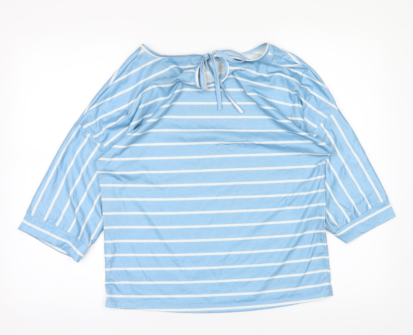 Preworn Womens Blue Striped  Basic T-Shirt Size XL