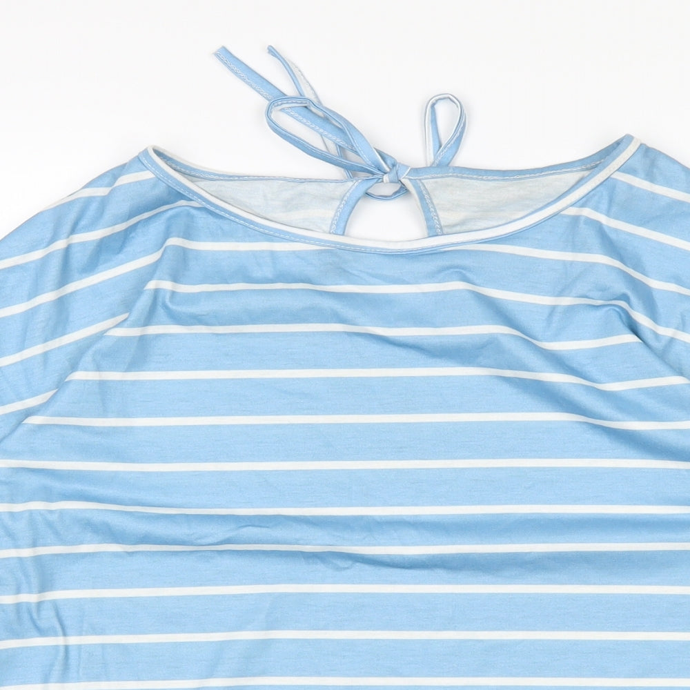 Preworn Womens Blue Striped  Basic T-Shirt Size XL