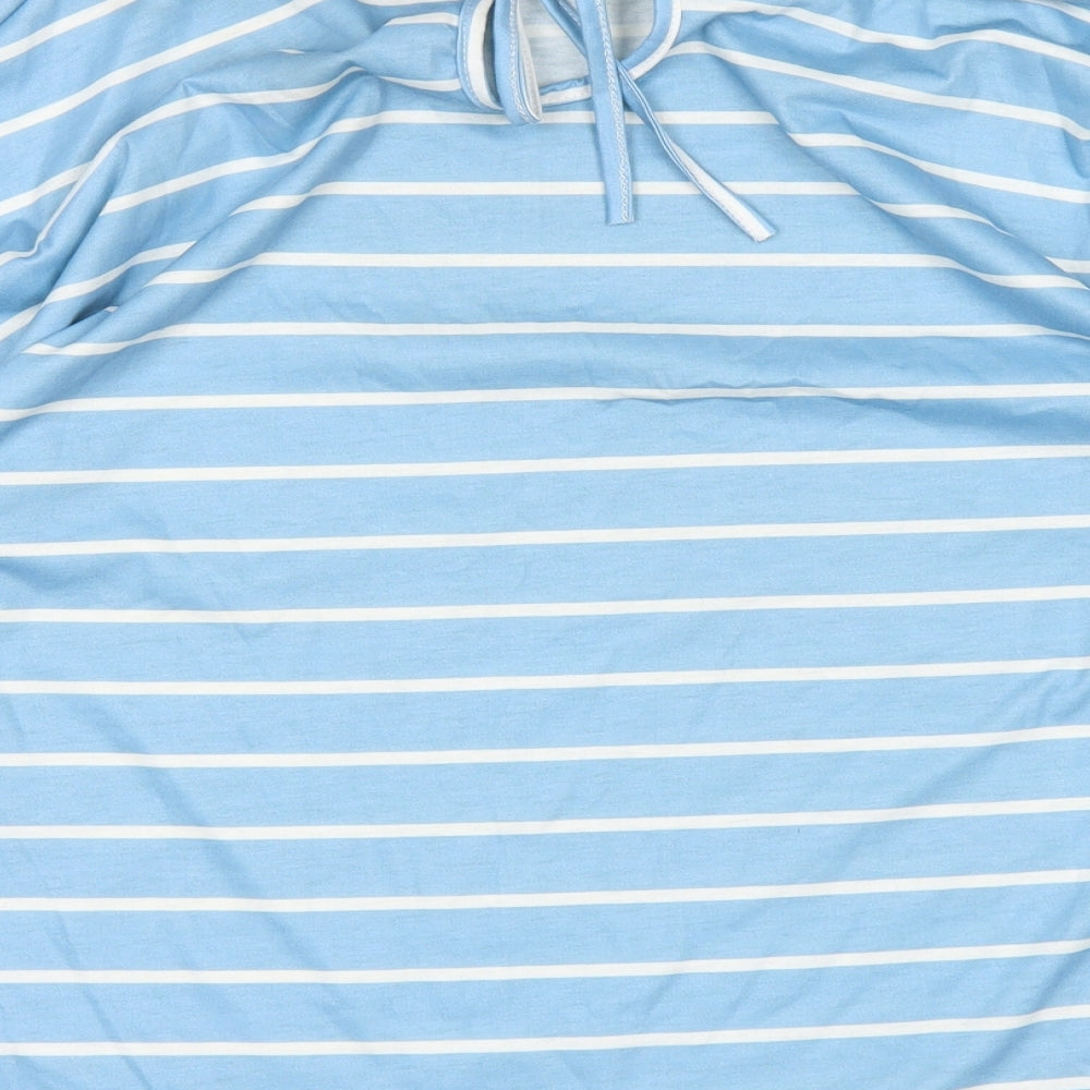 Preworn Womens Blue Striped  Basic T-Shirt Size XL
