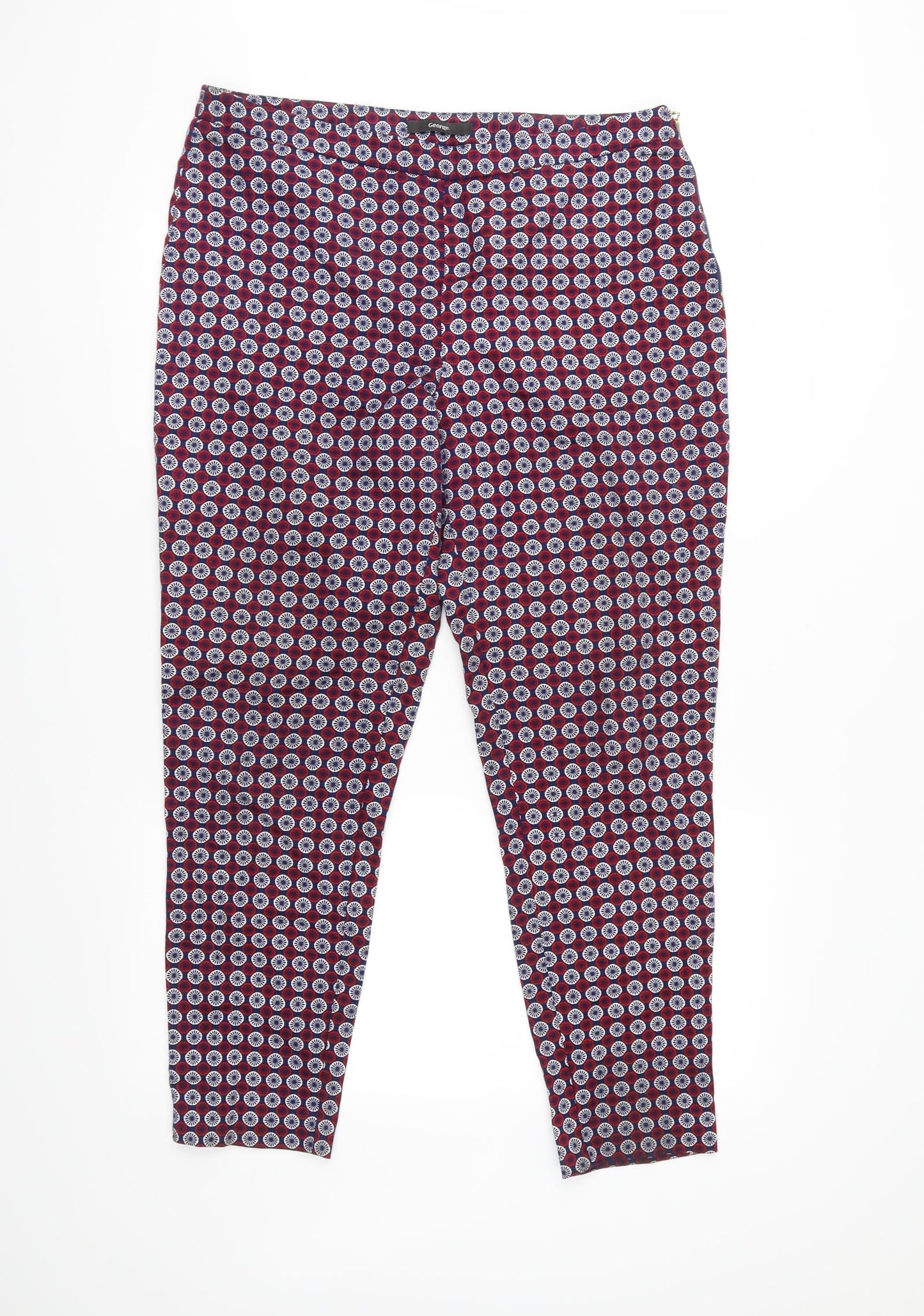 George Womens Red   Cropped Trousers Size 12 L27 in