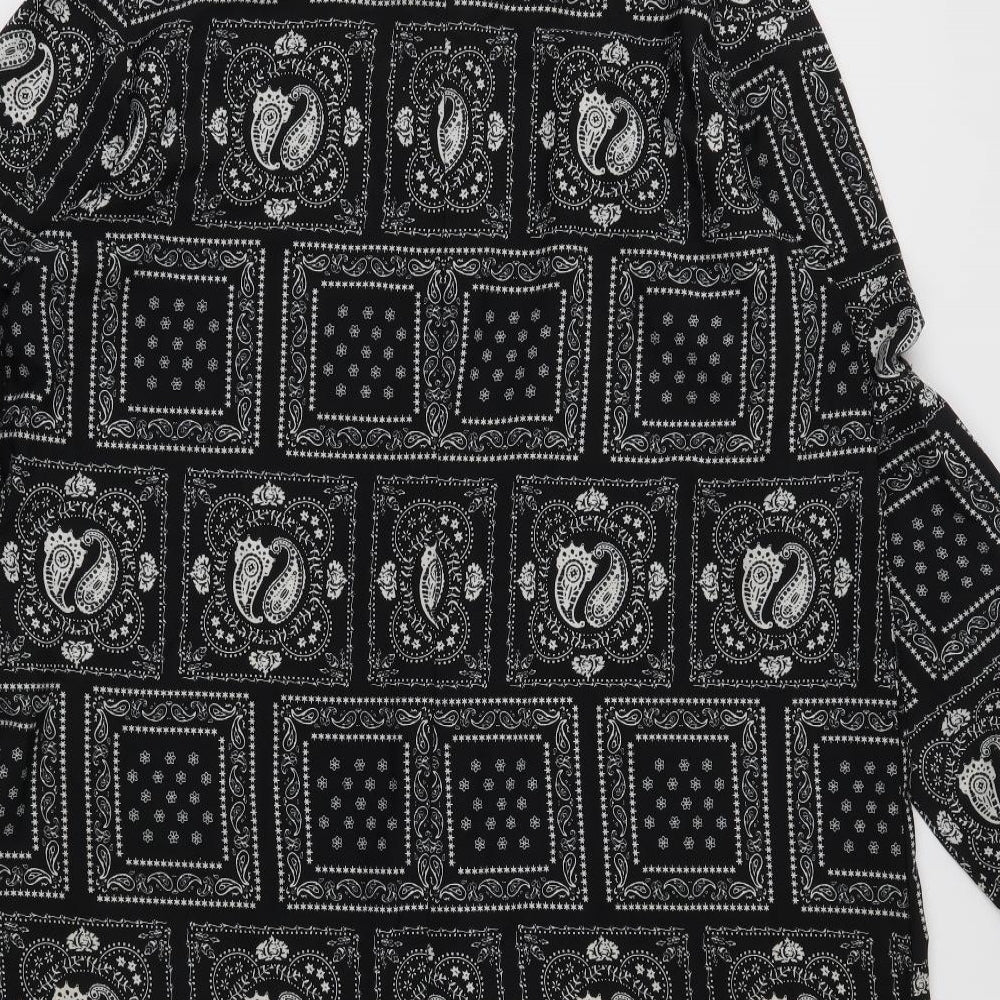 Boohoo Womens Black Paisley  Basic Button-Up Size 18