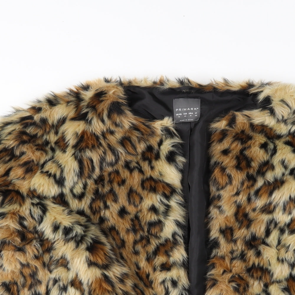 Primark Womens Brown Animal Print  Jacket Coat Size 14