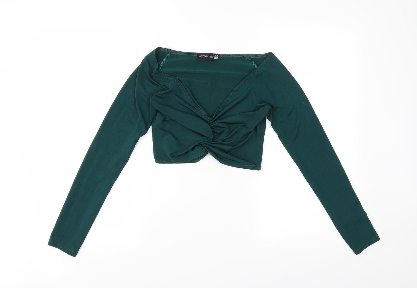 PRETTYLITTLETHING Womens Green   Cropped Blouse Size 10