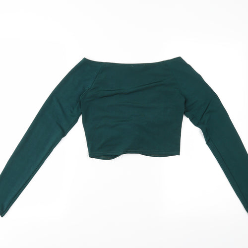PRETTYLITTLETHING Womens Green   Cropped Blouse Size 10
