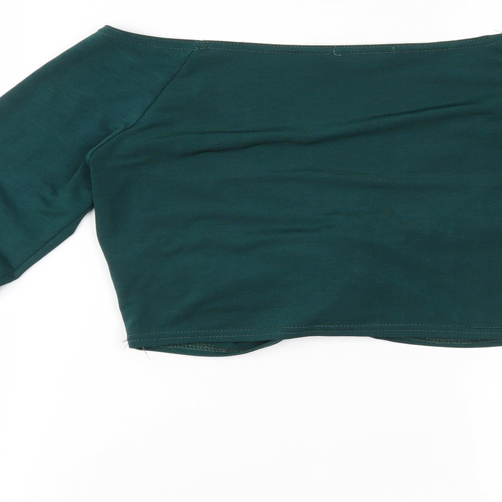 PRETTYLITTLETHING Womens Green   Cropped Blouse Size 10