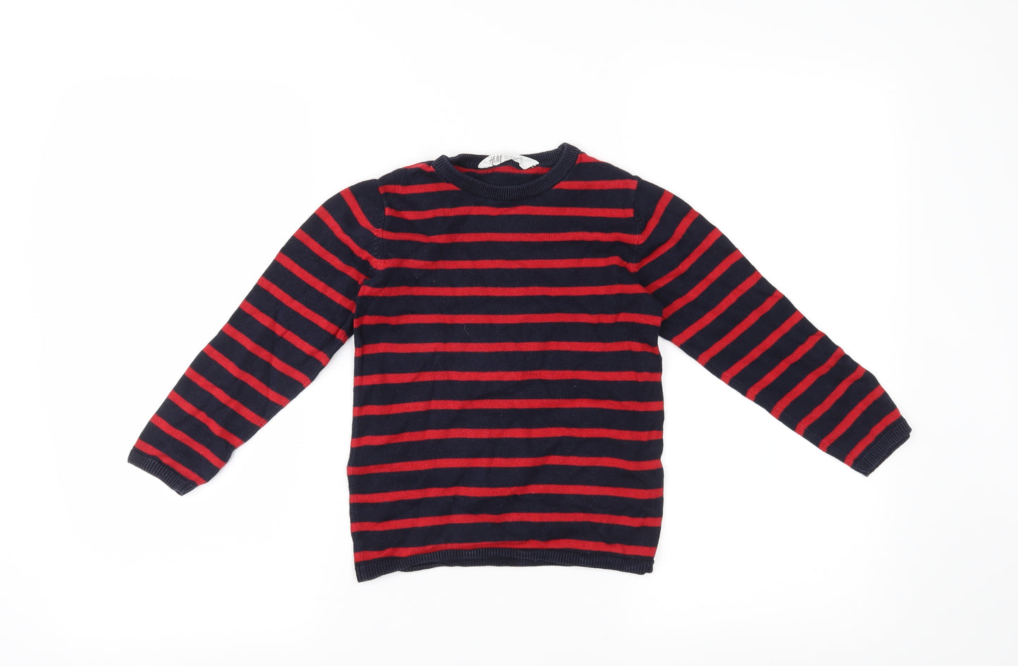 H&M Boys Red Striped  Pullover Jumper Size 5-6 Years