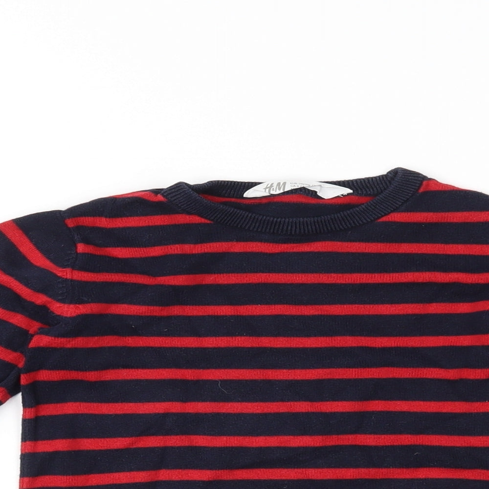 H&M Boys Red Striped  Pullover Jumper Size 5-6 Years
