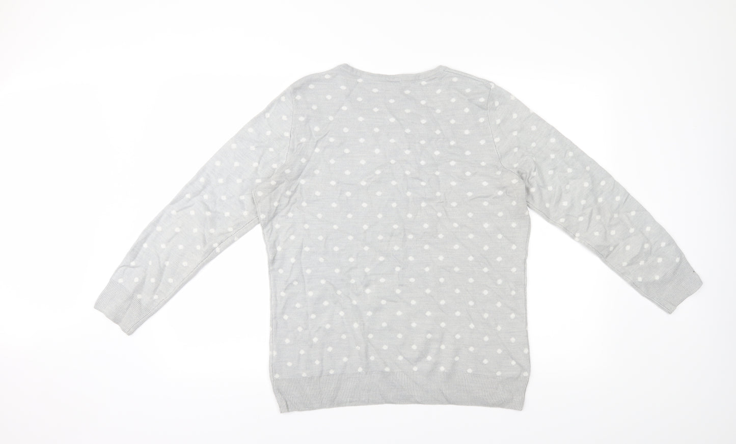 Preworn Womens Grey Polka Dot  Pullover Jumper Size 16