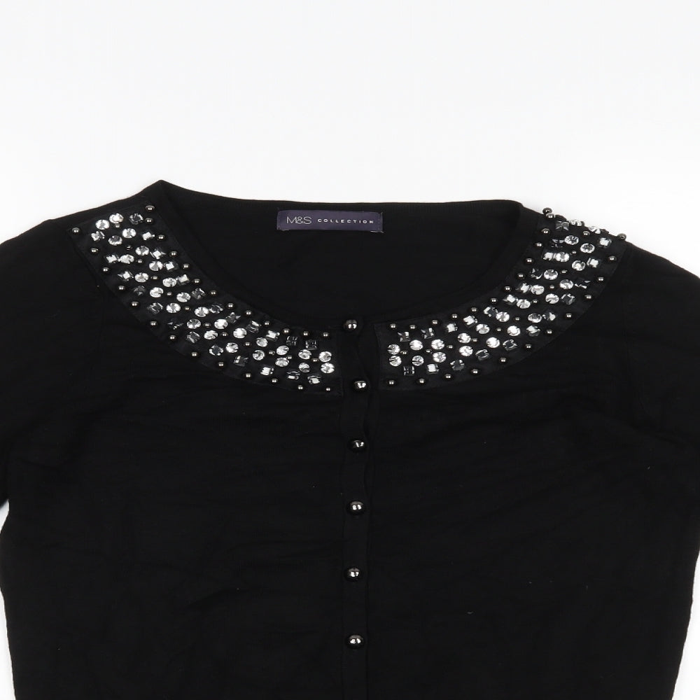 M&S Womens Black   Cardigan Jumper Size 10