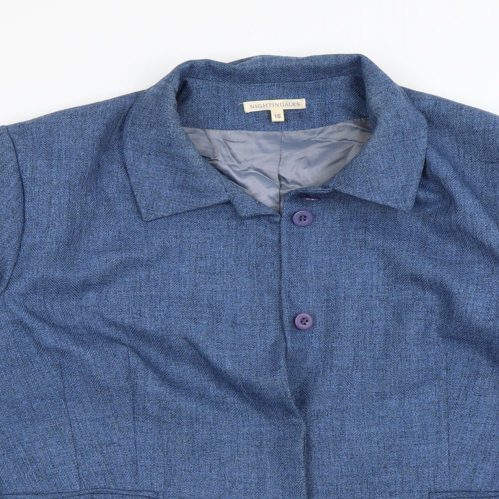 Nightingales Womens Blue   Jacket Blazer Size 16
