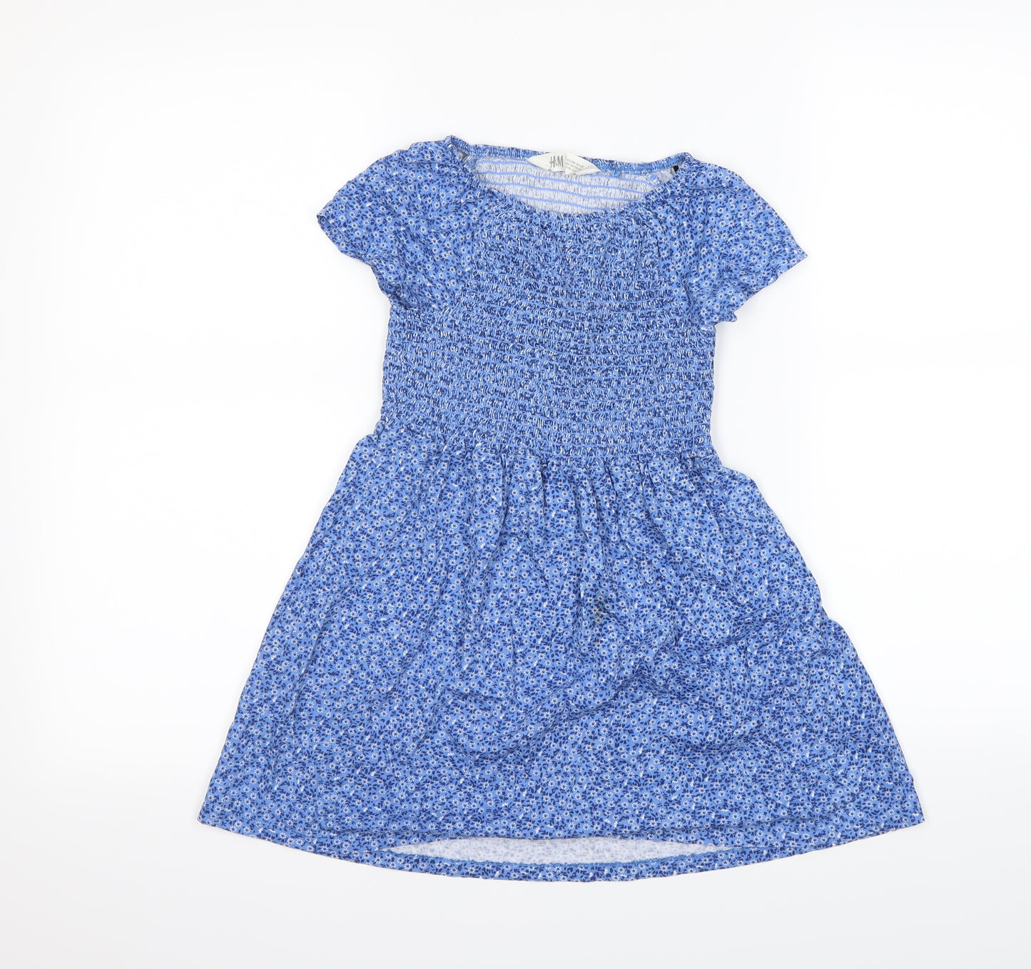 H&M  Girls Blue Floral  Fit & Flare  Size 6-7 Years