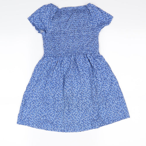 H&M  Girls Blue Floral  Fit & Flare  Size 6-7 Years