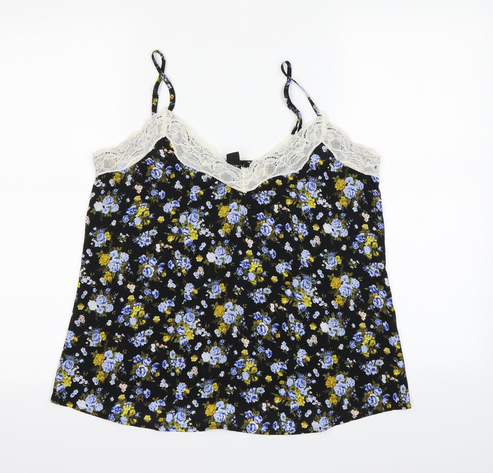 FOREVER 21 Womens Black Floral  Camisole Tank Size M