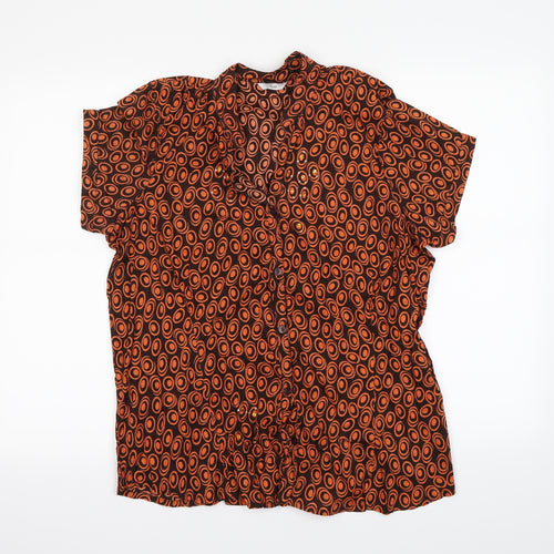 Evie Womens Black Polka Dot  Basic Button-Up Size 14
