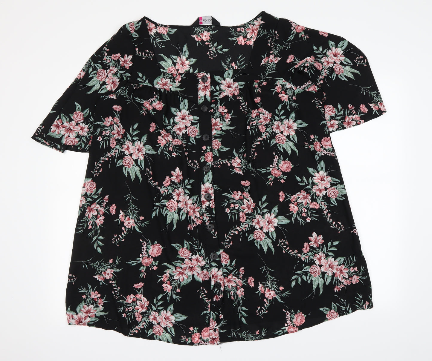 Yours Womens Black Floral  Basic Blouse Size 18