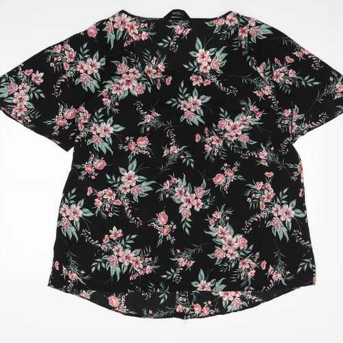 Yours Womens Black Floral  Basic Blouse Size 18