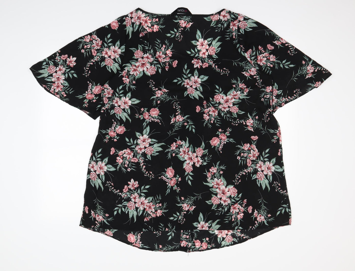 Yours Womens Black Floral  Basic Blouse Size 18